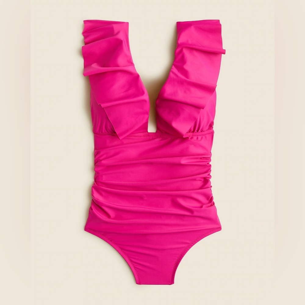 J.Crew Ruched ruffle one piece swimsuit BP222